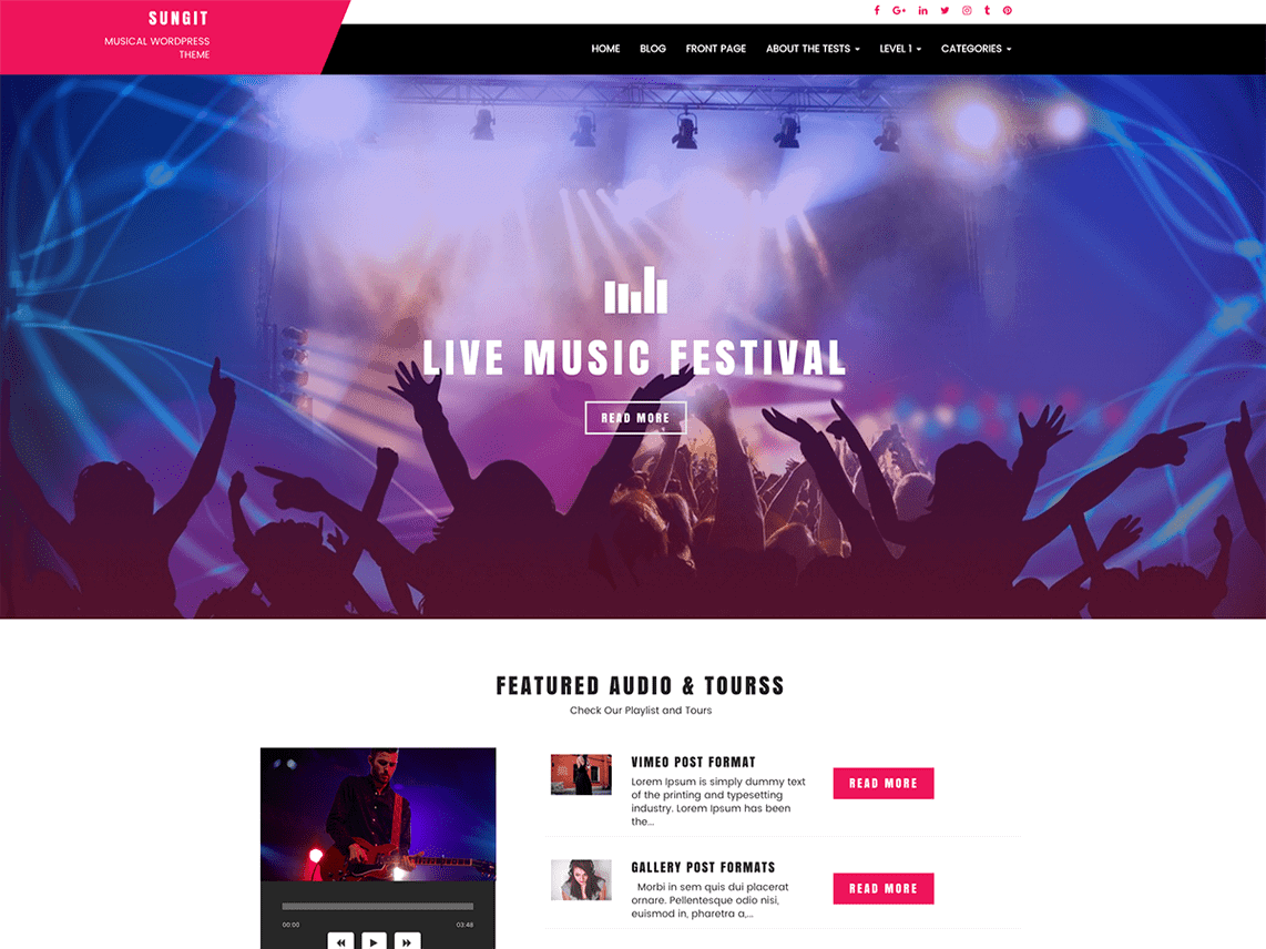 Sungit Lite WordPress Theme for Bands & Musicians